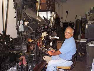 George on Linotronic hot lead typesetter