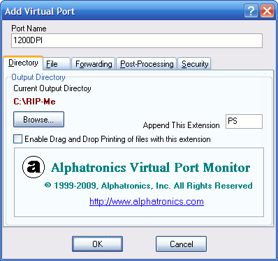 The add port dialog